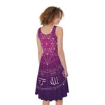 Geometric Zodiac Calendar Print Women's Sleeveless Dress