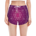Geometric Zodiac Calendar Print Women's Split Running Shorts