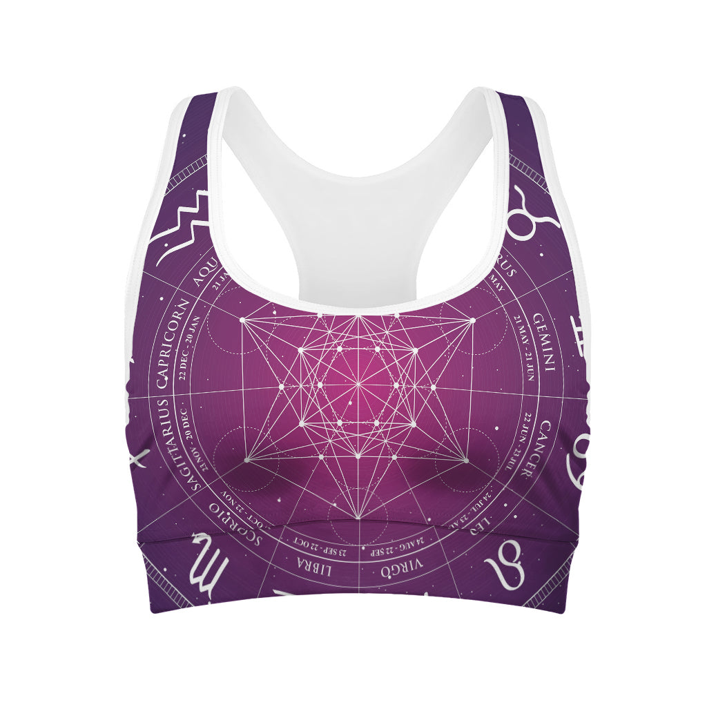 Geometric Zodiac Calendar Print Women's Sports Bra