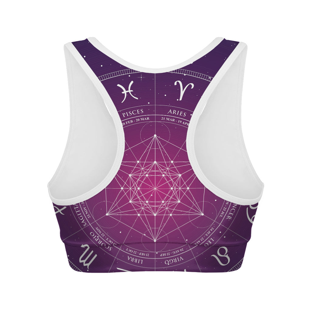 Geometric Zodiac Calendar Print Women's Sports Bra