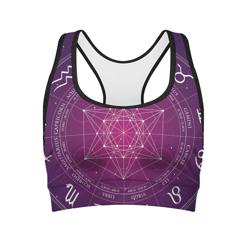 Geometric Zodiac Calendar Print Women's Sports Bra