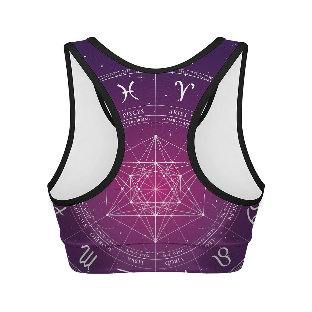 Geometric Zodiac Calendar Print Women's Sports Bra