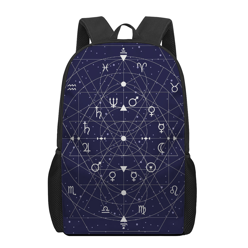 Geometric Zodiac Signs Print 17 Inch Backpack