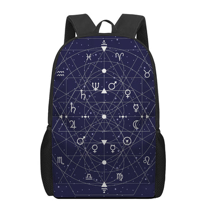 Geometric Zodiac Signs Print 17 Inch Backpack