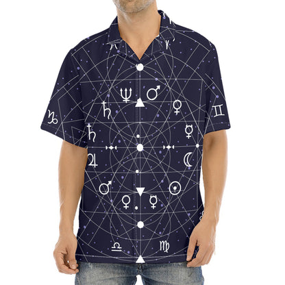 Geometric Zodiac Signs Print Aloha Shirt