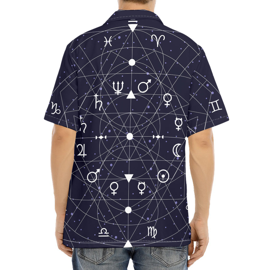 Geometric Zodiac Signs Print Aloha Shirt