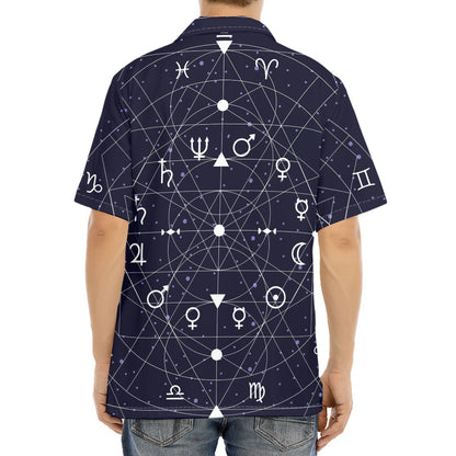 Geometric Zodiac Signs Print Aloha Shirt
