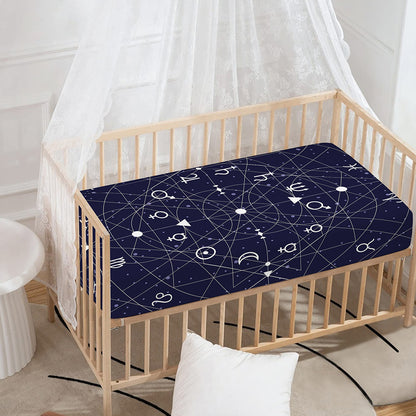 Geometric Zodiac Signs Print Baby Crib Sheet
