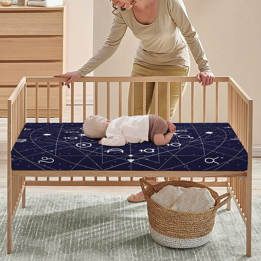 Geometric Zodiac Signs Print Baby Crib Sheet