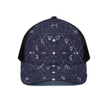 Geometric Zodiac Signs Print Black Mesh Trucker Cap