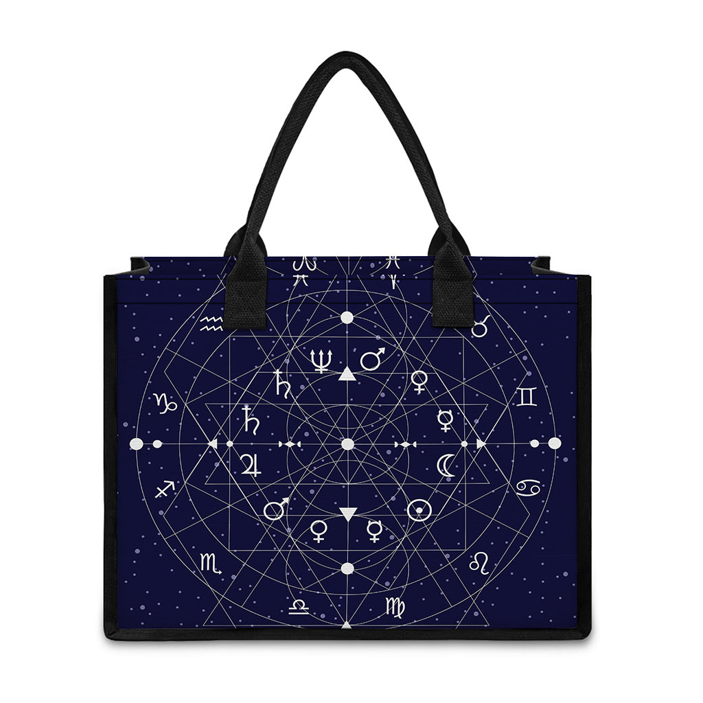 Geometric Zodiac Signs Print Canvas Tote Bag