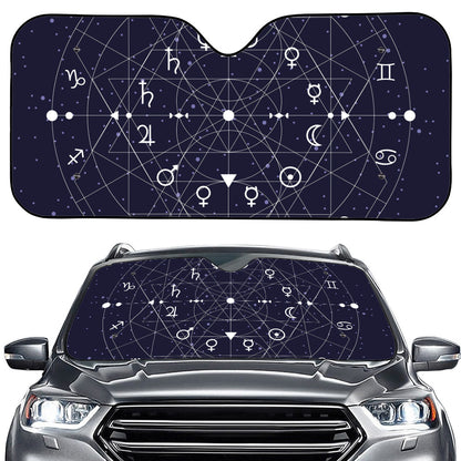 Geometric Zodiac Signs Print Car Windshield Sun Shade