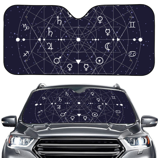 Geometric Zodiac Signs Print Car Windshield Sun Shade