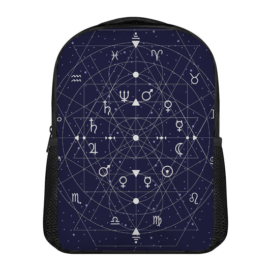 Geometric Zodiac Signs Print Casual Backpack
