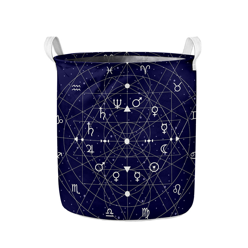 Geometric Zodiac Signs Print Collapsible Laundry Basket