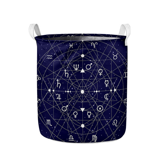 Geometric Zodiac Signs Print Collapsible Laundry Basket