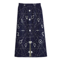 Geometric Zodiac Signs Print Cotton Front Slit Maxi Skirt