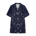 Geometric Zodiac Signs Print Cotton Hawaiian Shirt