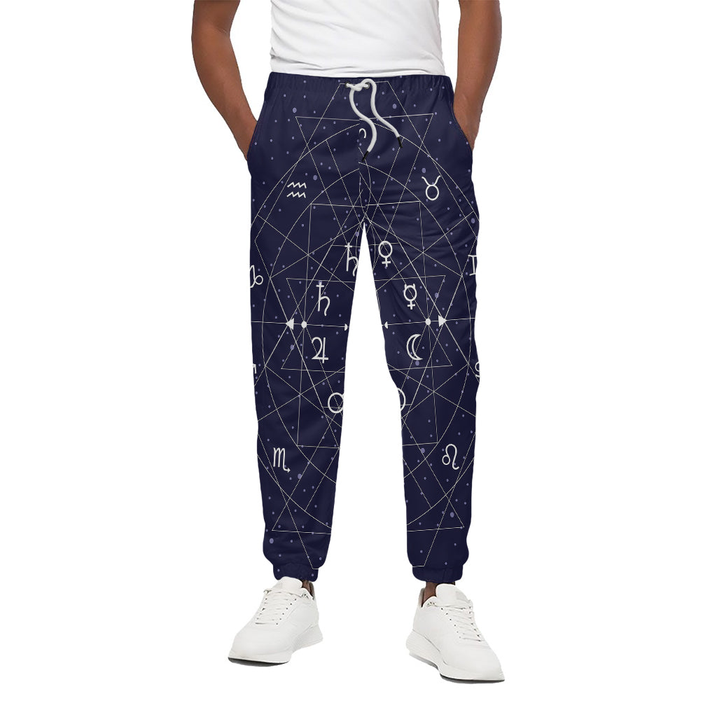 Geometric Zodiac Signs Print Cotton Pants
