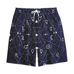 Geometric Zodiac Signs Print Cotton Shorts