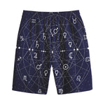 Geometric Zodiac Signs Print Cotton Shorts