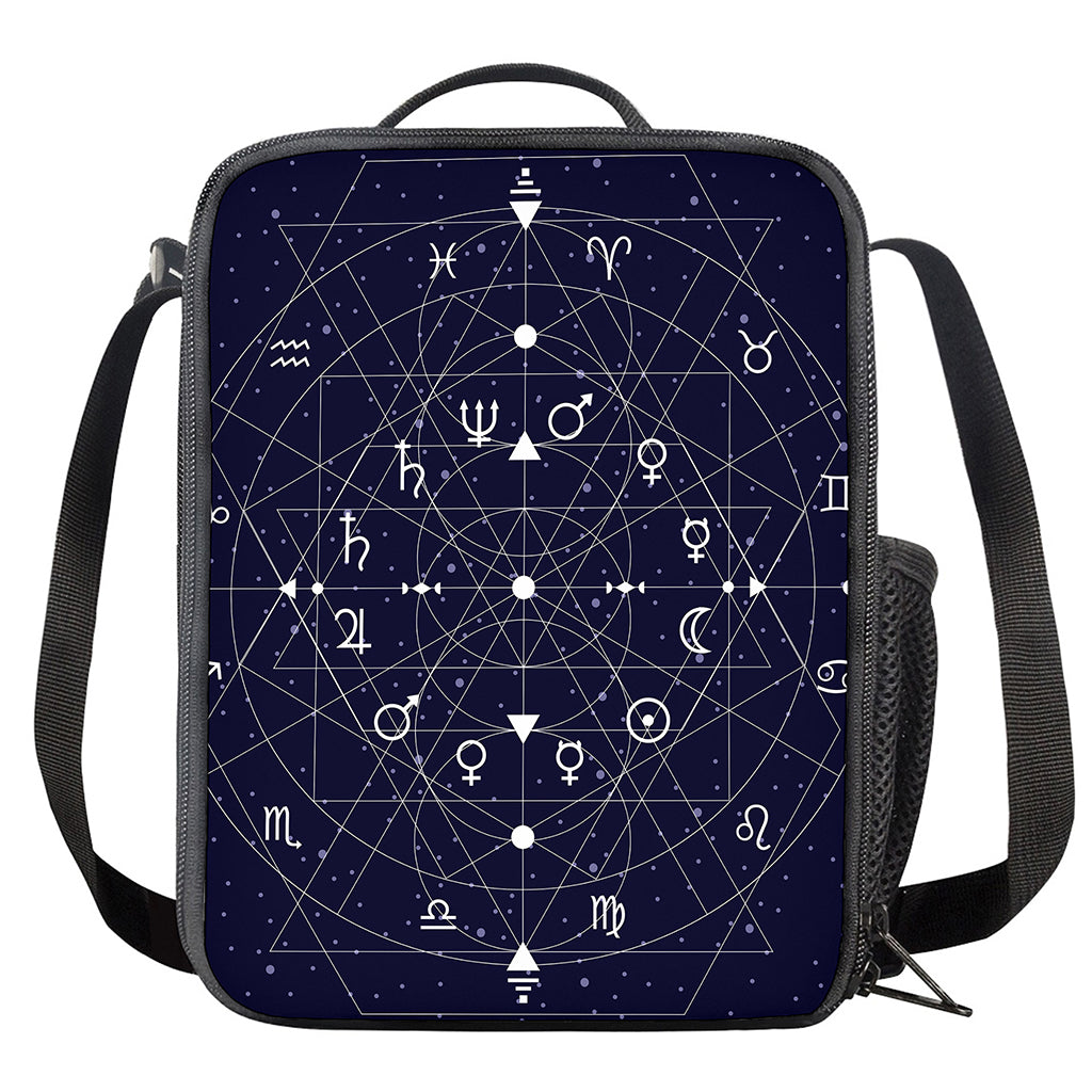 Geometric Zodiac Signs Print Crossbody Lunch Bag
