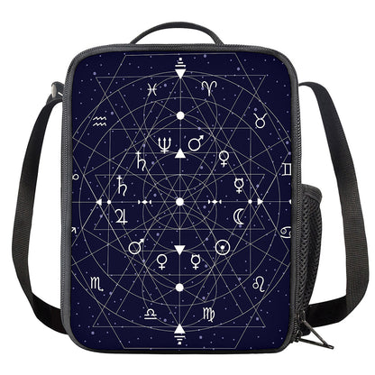Geometric Zodiac Signs Print Crossbody Lunch Bag