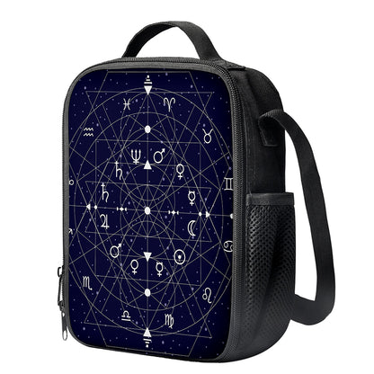Geometric Zodiac Signs Print Crossbody Lunch Bag