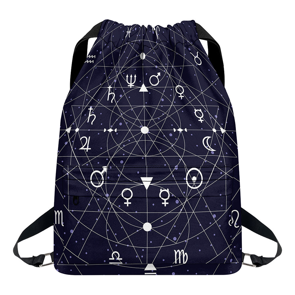 Geometric Zodiac Signs Print Drawstring Backpack