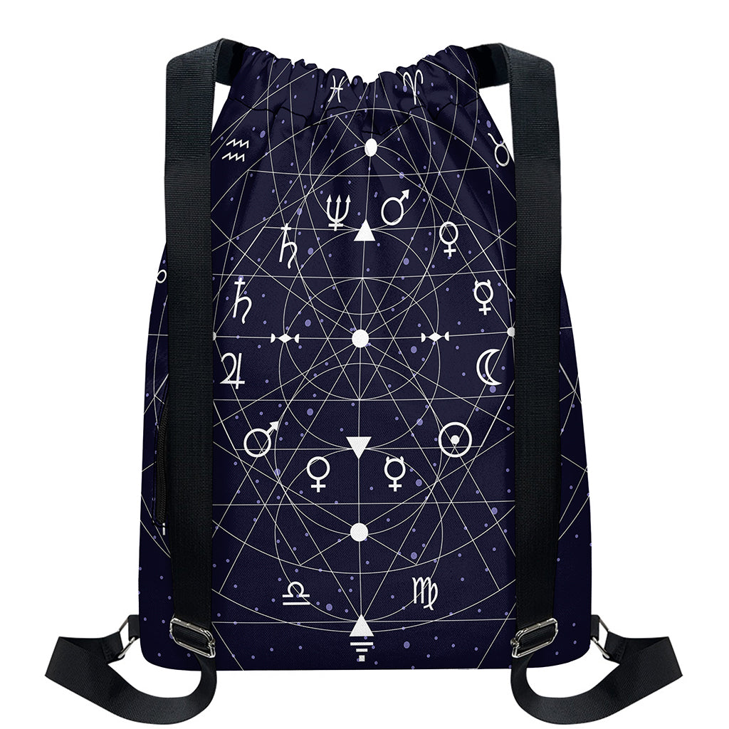 Geometric Zodiac Signs Print Drawstring Backpack