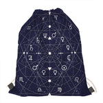 Geometric Zodiac Signs Print Drawstring Bag