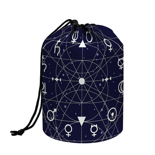 Geometric Zodiac Signs Print Drawstring Makeup Bag