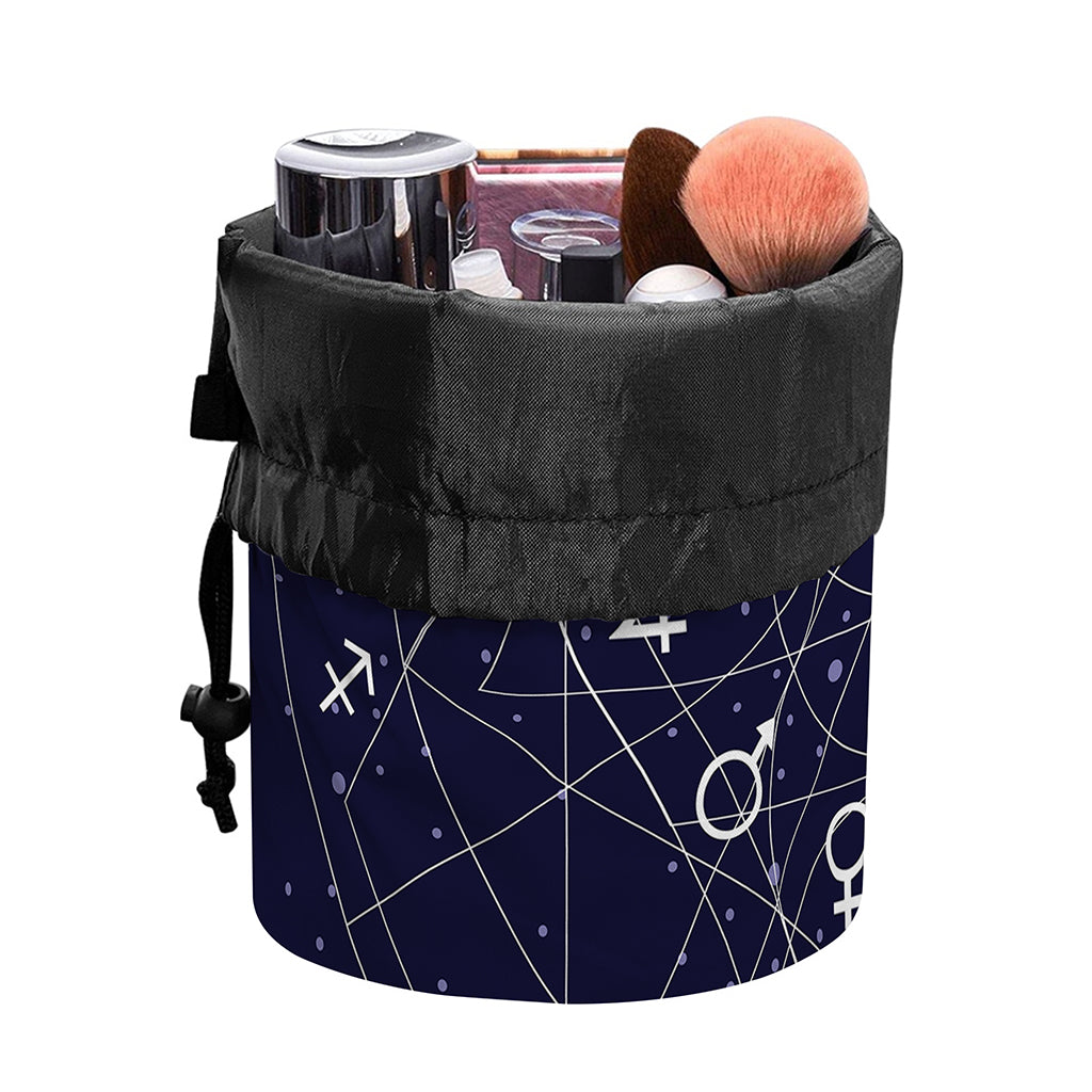 Geometric Zodiac Signs Print Drawstring Makeup Bag