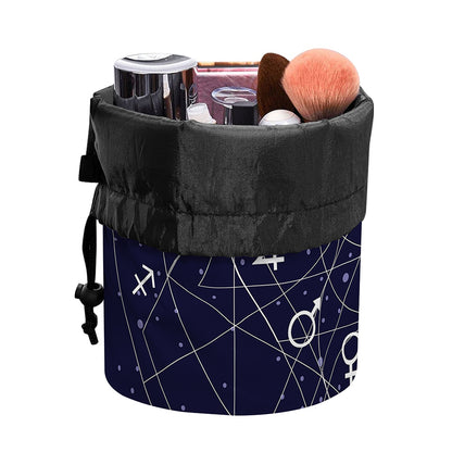 Geometric Zodiac Signs Print Drawstring Makeup Bag