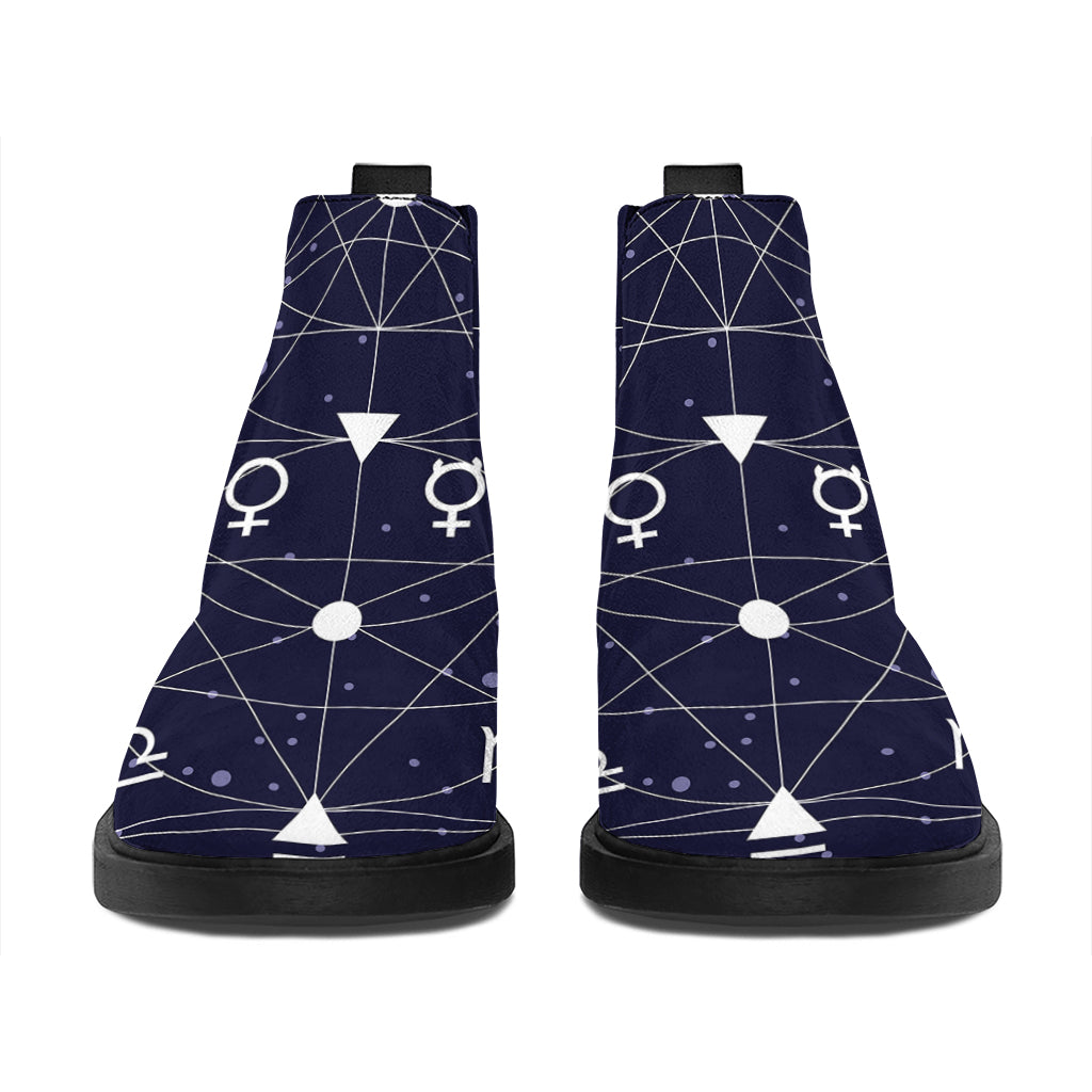 Geometric Zodiac Signs Print Flat Ankle Boots