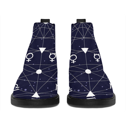 Geometric Zodiac Signs Print Flat Ankle Boots