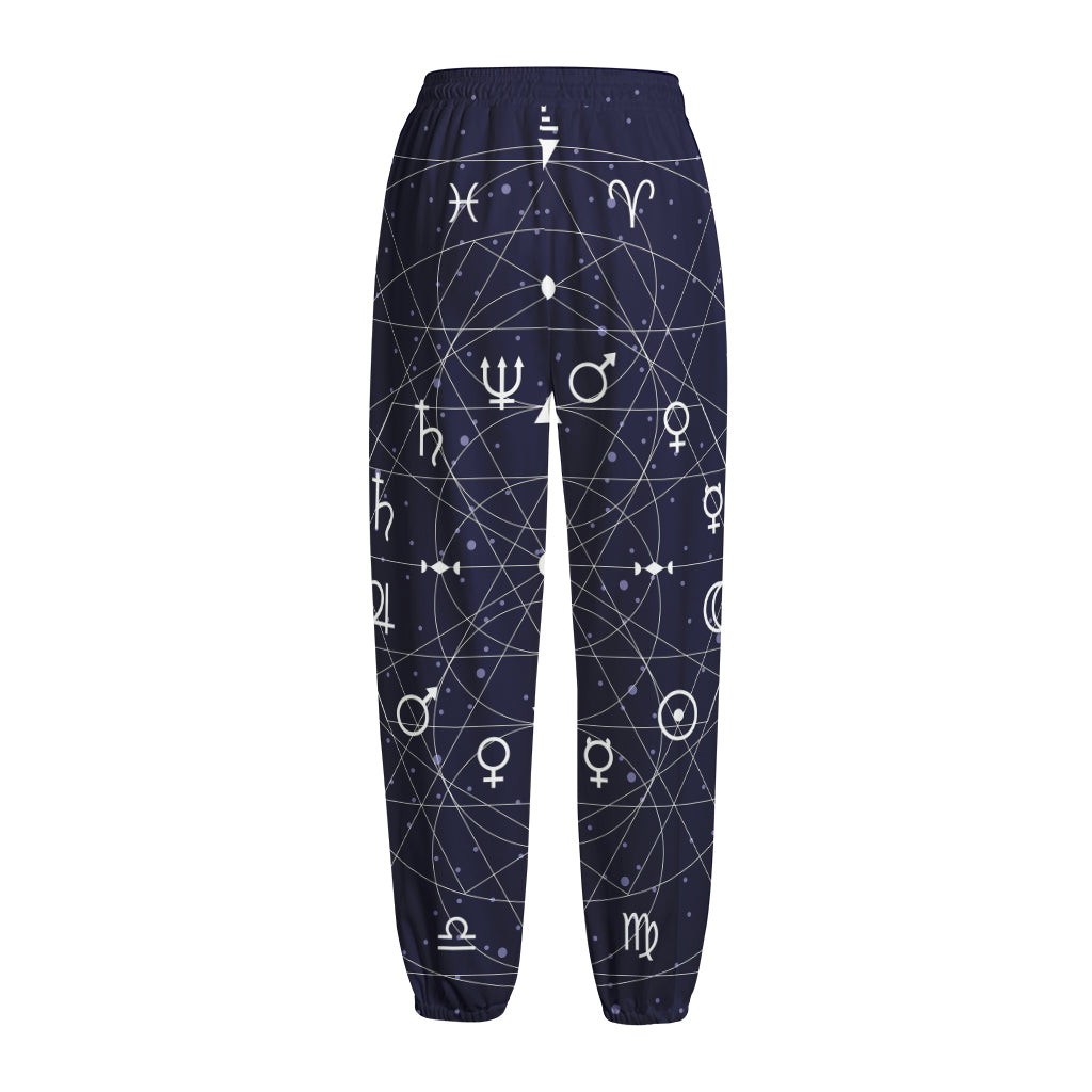 Geometric Zodiac Signs Print Fleece Lined Knit Pants