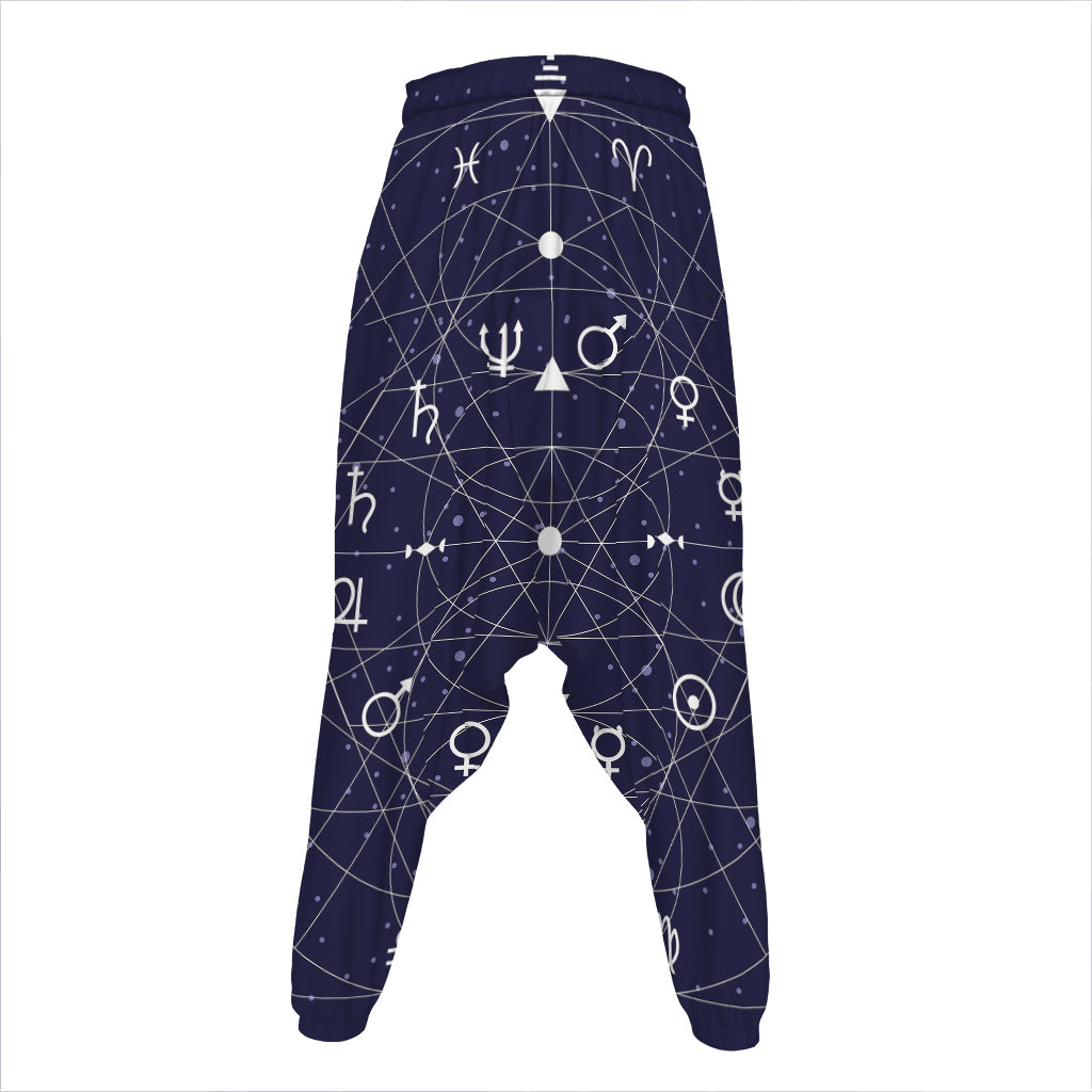 Geometric Zodiac Signs Print Hammer Pants