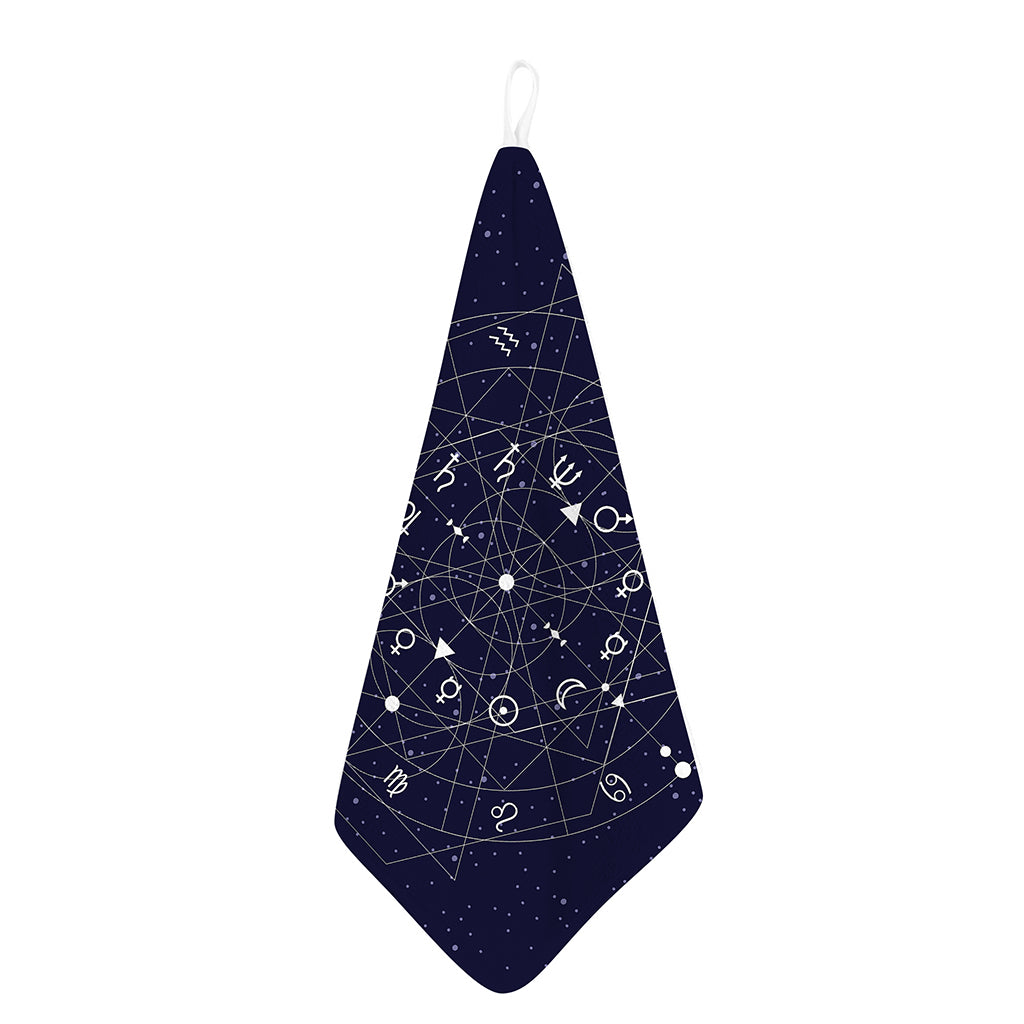 Geometric Zodiac Signs Print Hand Towel