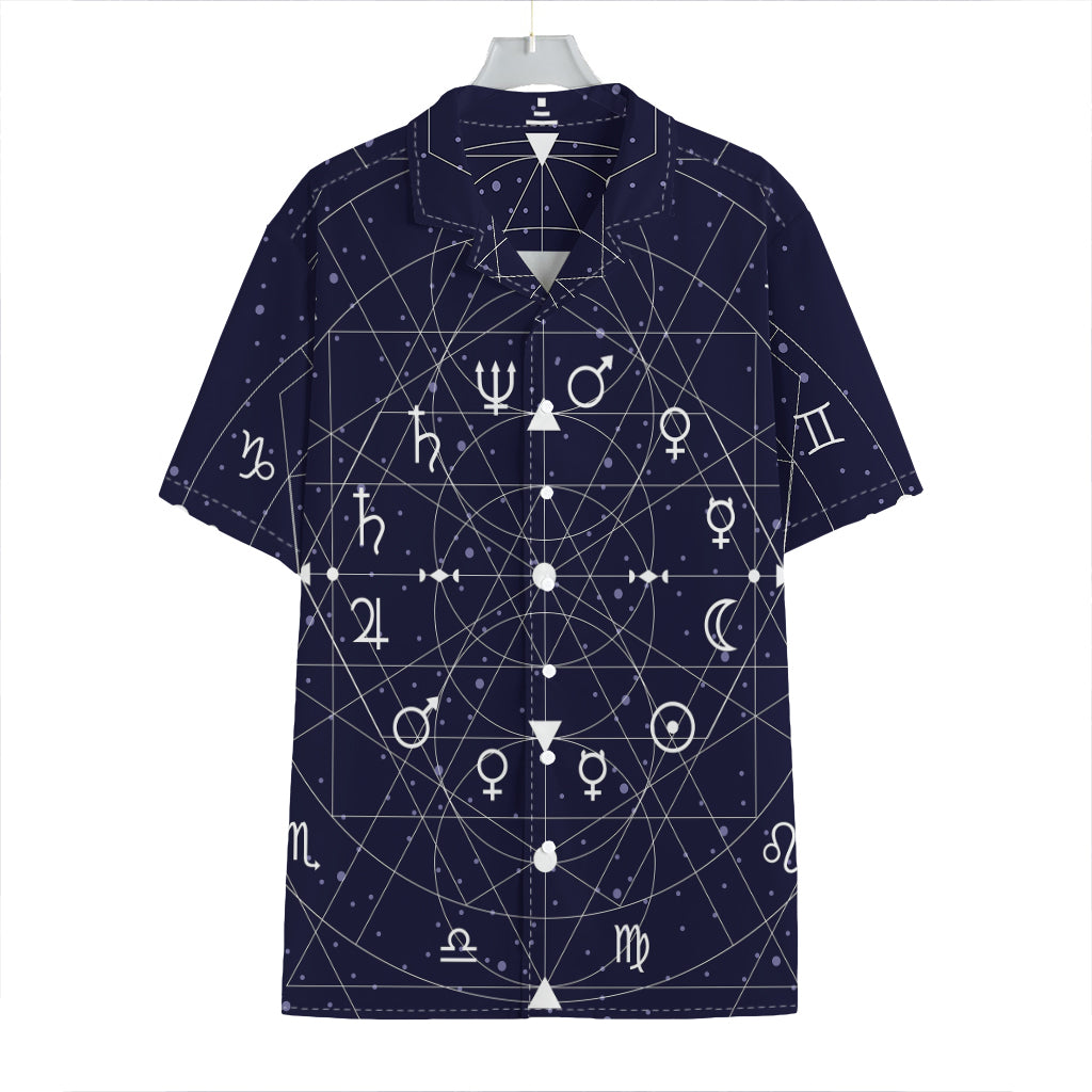 Geometric Zodiac Signs Print Hawaiian Shirt