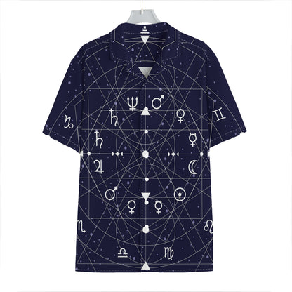 Geometric Zodiac Signs Print Hawaiian Shirt