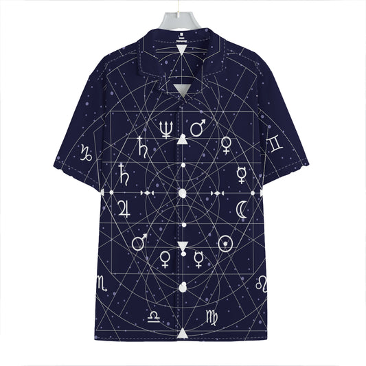 Geometric Zodiac Signs Print Hawaiian Shirt