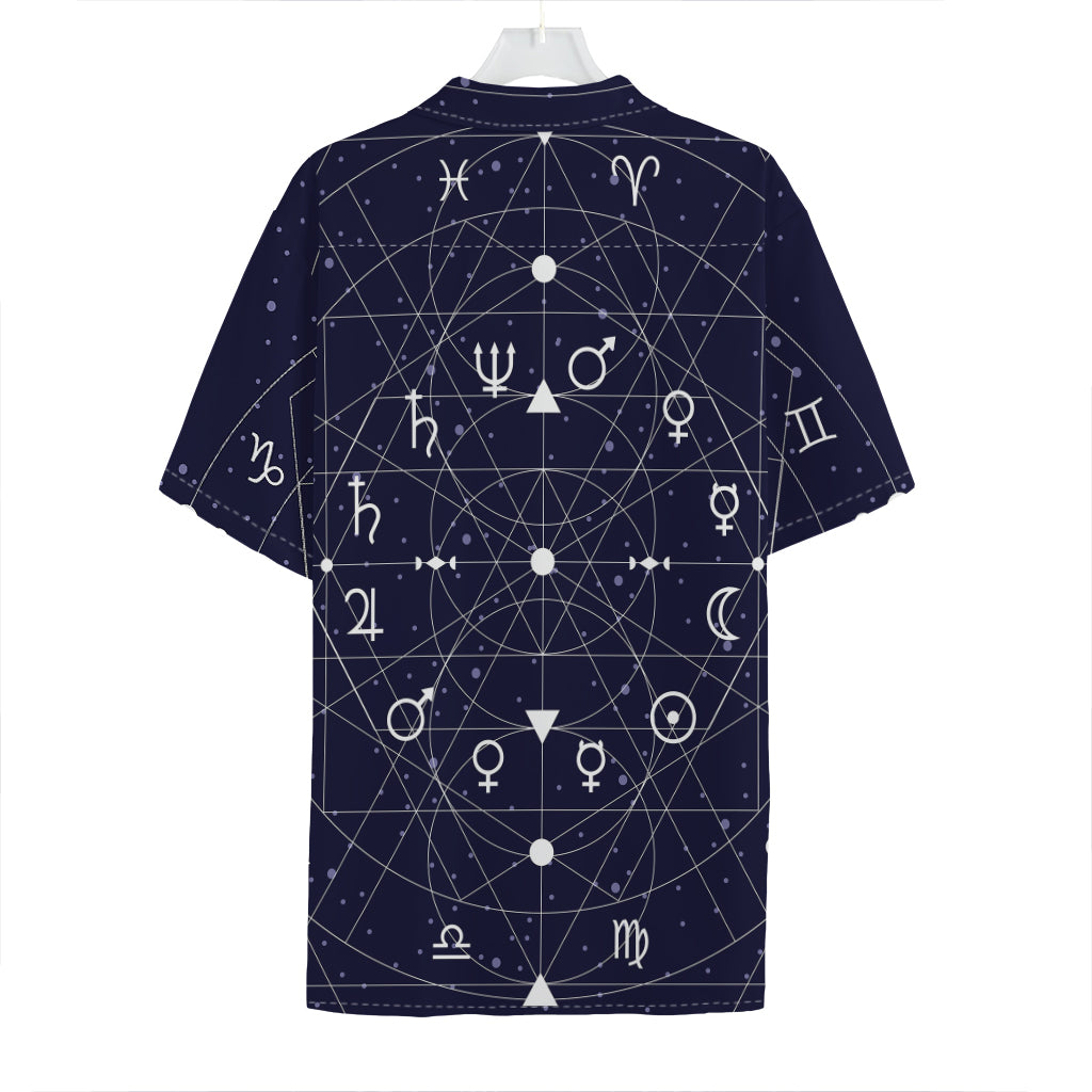Geometric Zodiac Signs Print Hawaiian Shirt