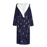 Geometric Zodiac Signs Print Hooded Bathrobe