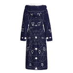 Geometric Zodiac Signs Print Hooded Bathrobe