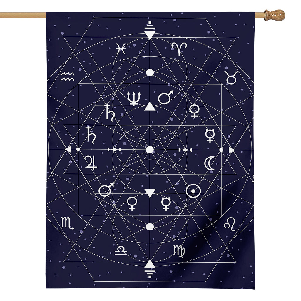 Geometric Zodiac Signs Print House Flag