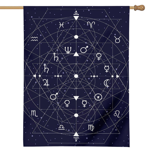 Geometric Zodiac Signs Print House Flag