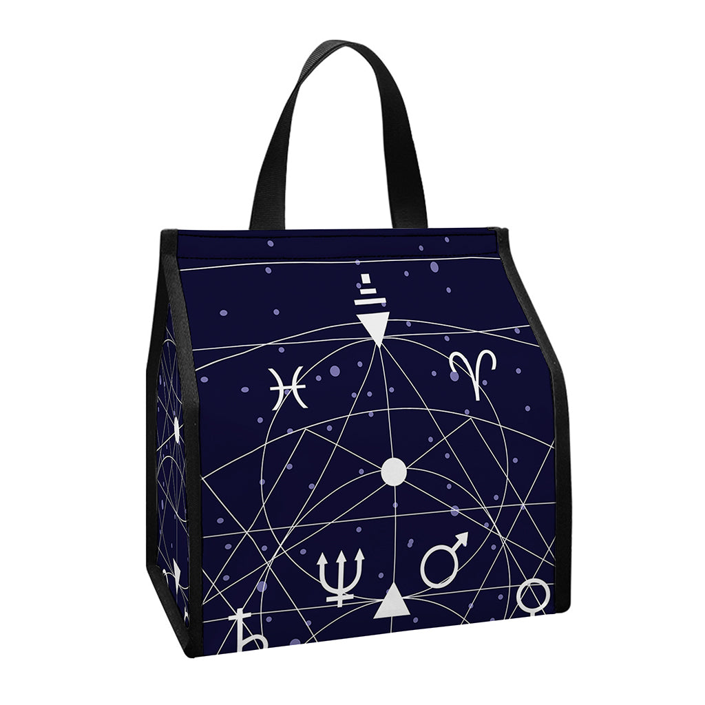 Geometric Zodiac Signs Print Insulated Lunch Tote