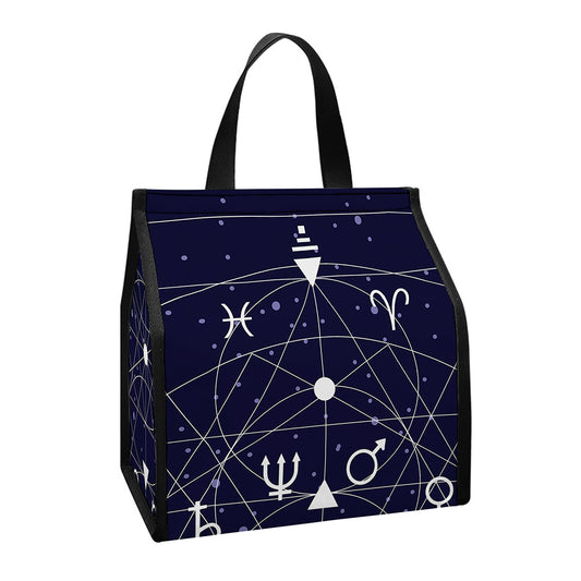 Geometric Zodiac Signs Print Insulated Lunch Tote
