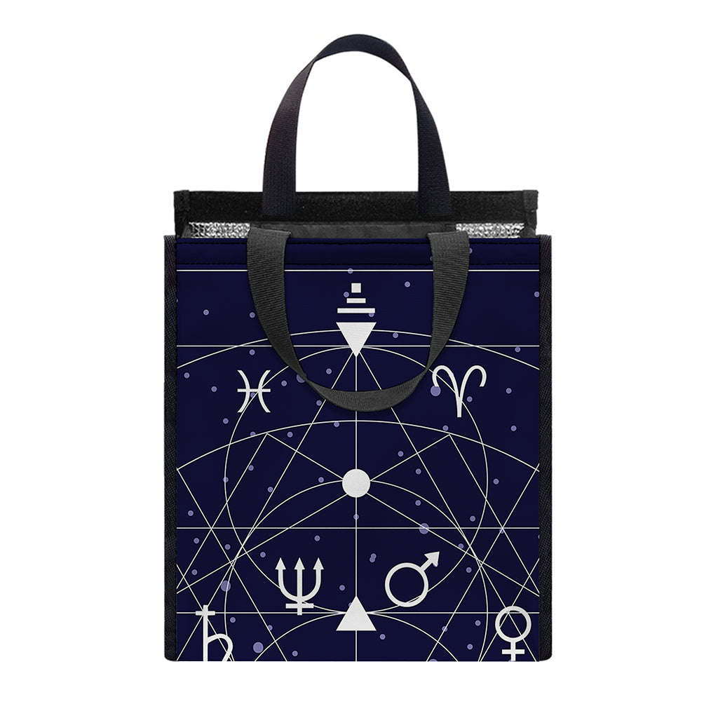 Geometric Zodiac Signs Print Insulated Lunch Tote
